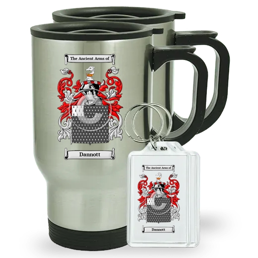 Dannott Pair of Travel Mugs and pair of Keychains