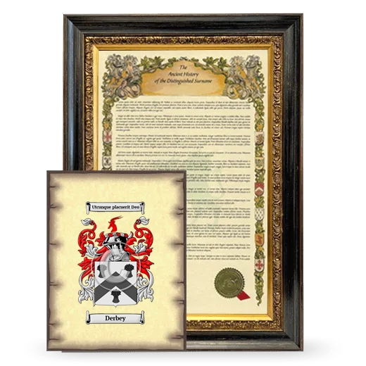 Derbey Framed History and Coat of Arms Print - Heirloom