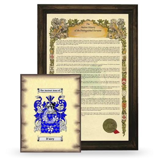 D'arcy Framed History and Coat of Arms Print - Brown