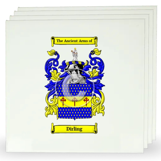 Dirling Set of Four Large Tiles with Coat of Arms