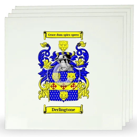 Derlingtone Set of Four Large Tiles with Coat of Arms