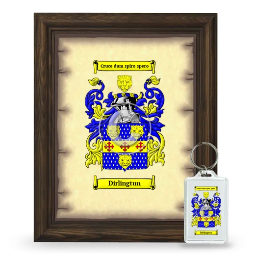 Dirlingtun Framed Coat of Arms and Keychain - Brown