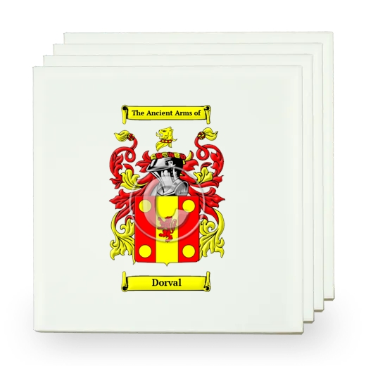 Dorval Set of Four Small Tiles with Coat of Arms