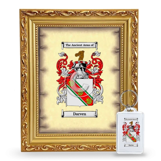 Darven Framed Coat of Arms and Keychain - Gold