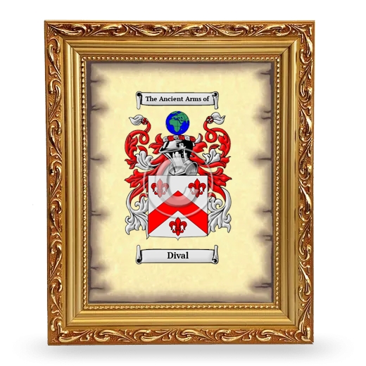 Dival Coat of Arms Framed - Gold