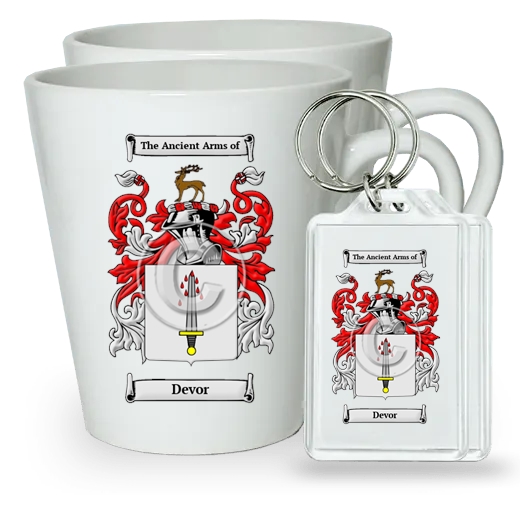 Devor Pair of Latte Mugs and Pair of Keychains