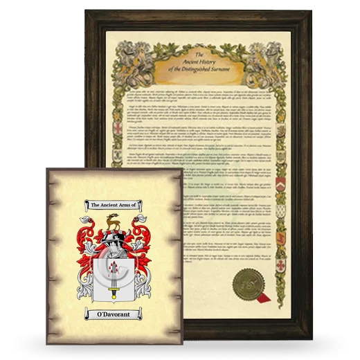 O'Davorant Framed History and Coat of Arms Print - Brown