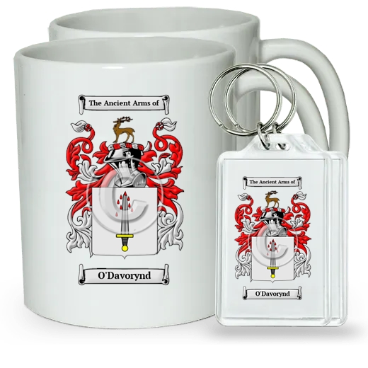 O'Davorynd Pair of Coffee Mugs and Pair of Keychains
