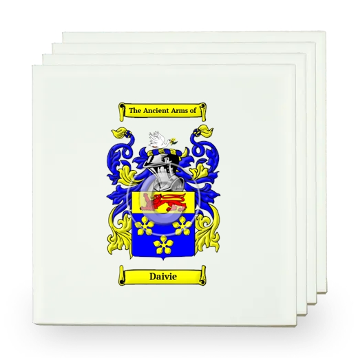 Daivie Set of Four Small Tiles with Coat of Arms