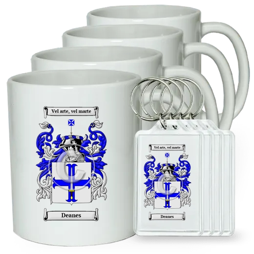 Deanes Set of 4 Coffee Mugs and Keychains