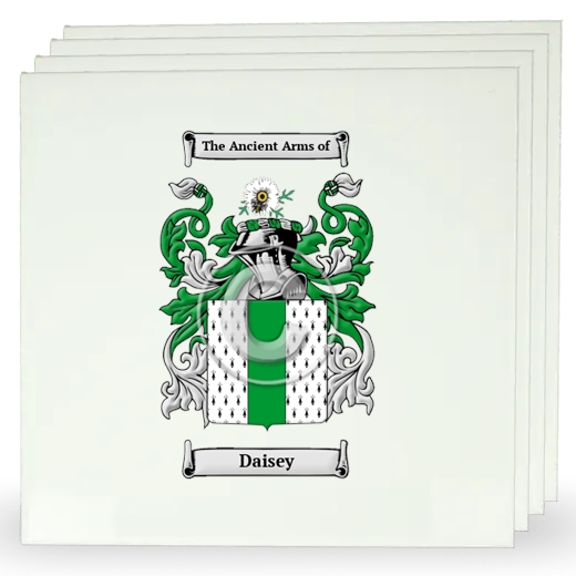 Daisey Set of Four Large Tiles with Coat of Arms