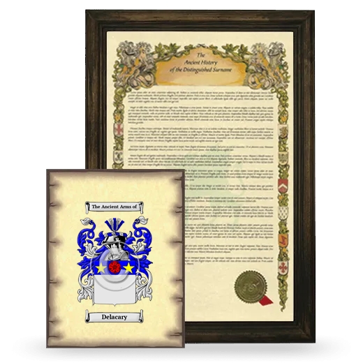 Delacary Framed History and Coat of Arms Print - Brown