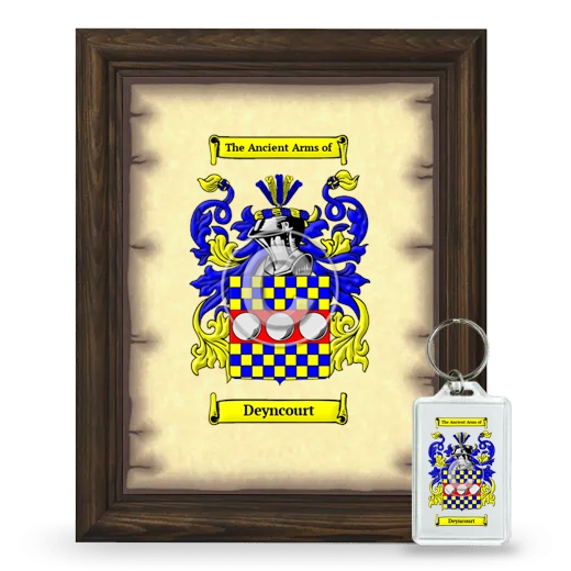 Deyncourt Framed Coat of Arms and Keychain - Brown