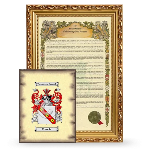 Francia Framed History and Coat of Arms Print - Gold