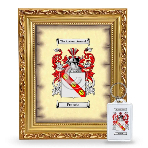 Francia Framed Coat of Arms and Keychain - Gold