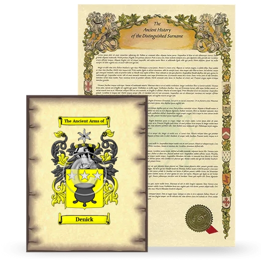 Denick Coat of Arms and Surname History Package