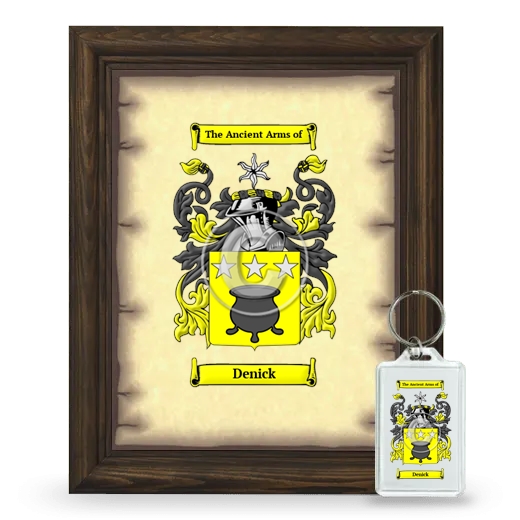 Denick Framed Coat of Arms and Keychain - Brown