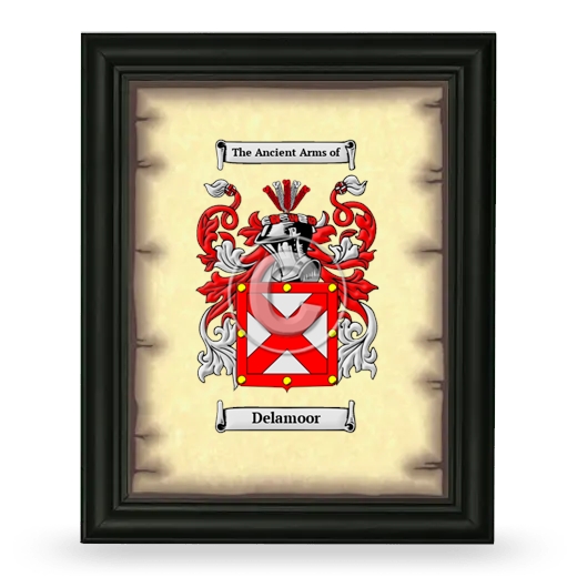Delamoor Coat of Arms Framed - Black