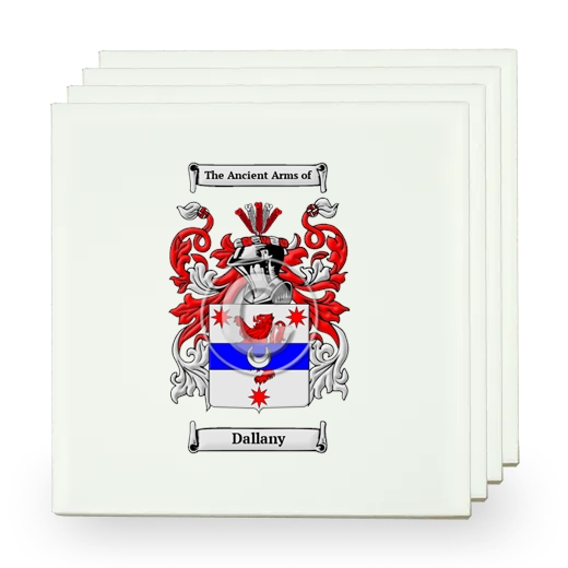 Dallany Set of Four Small Tiles with Coat of Arms