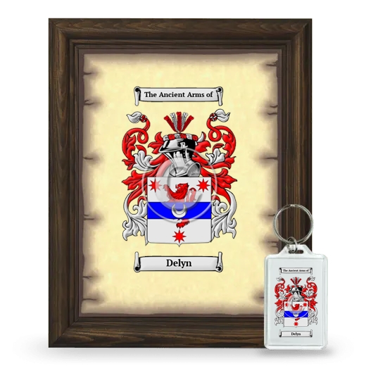 Delyn Framed Coat of Arms and Keychain - Brown