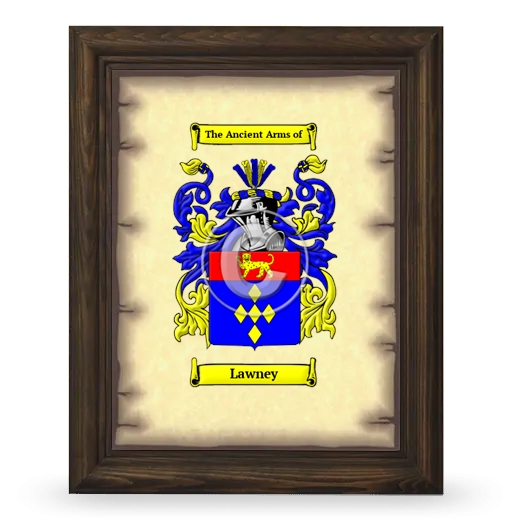 Lawney Coat of Arms Framed - Brown