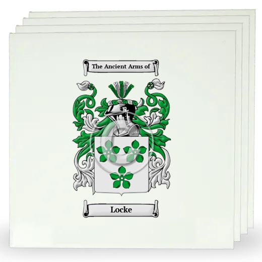 Locke Set of Four Large Tiles with Coat of Arms