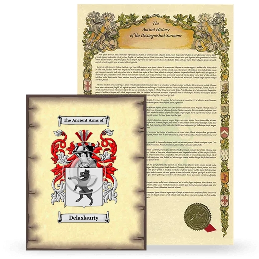 Delaslauriy Coat of Arms and Surname History Package