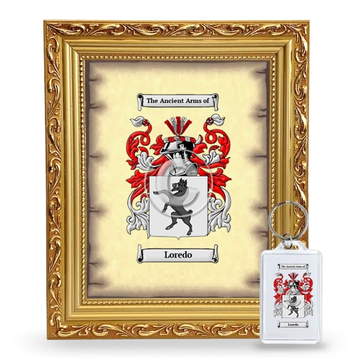 Loredo Framed Coat of Arms and Keychain - Gold