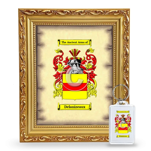 Delanizeaux Framed Coat of Arms and Keychain - Gold