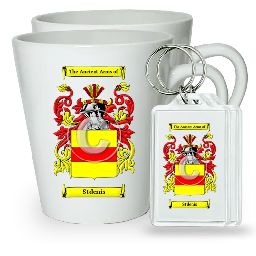 Stdenis Pair of Latte Mugs and Pair of Keychains