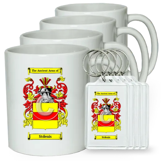 Stdenis Set of 4 Coffee Mugs and Keychains