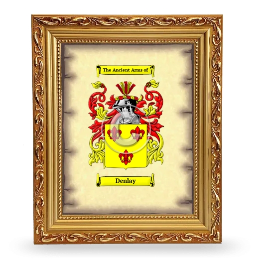 Denlay Coat of Arms Framed - Gold