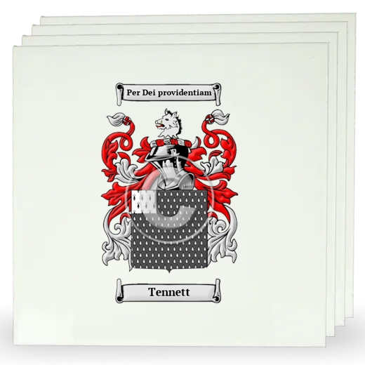Tennett Set of Four Large Tiles with Coat of Arms