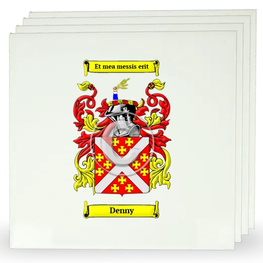 Denny Set of Four Large Tiles with Coat of Arms