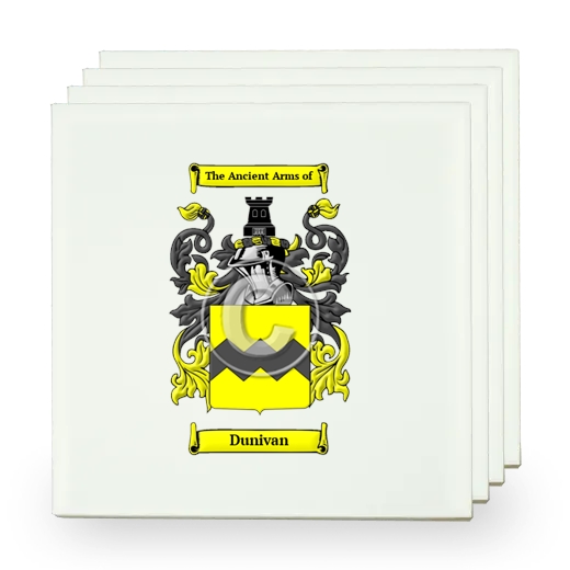 Dunivan Set of Four Small Tiles with Coat of Arms