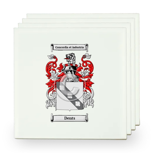 Dents Set of Four Small Tiles with Coat of Arms