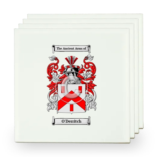 O'Derritch Set of Four Small Tiles with Coat of Arms