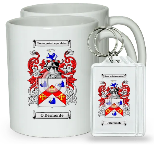 O'Dermonte Pair of Coffee Mugs and Pair of Keychains