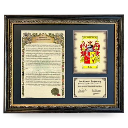 Deriot Framed Surname History and Coat of Arms- Heirloom