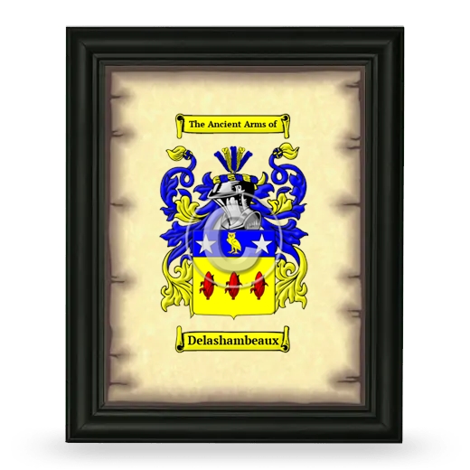 Delashambeaux Coat of Arms Framed - Black