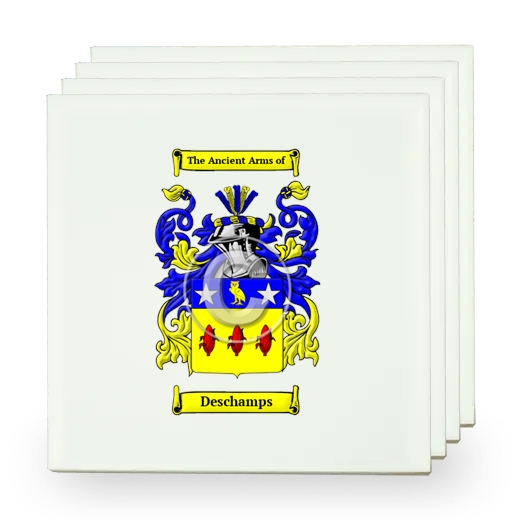 Deschamps Set of Four Small Tiles with Coat of Arms