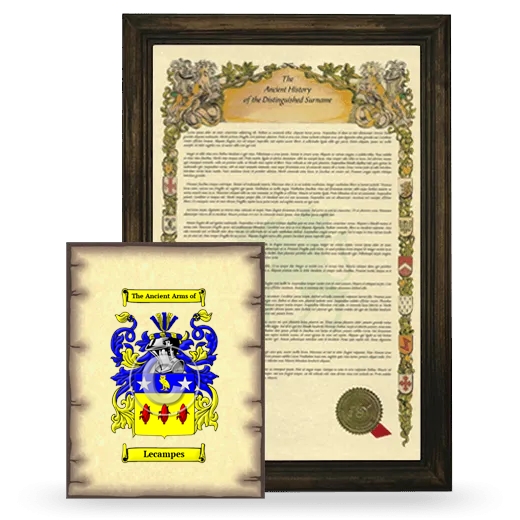 Lecampes Framed History and Coat of Arms Print - Brown