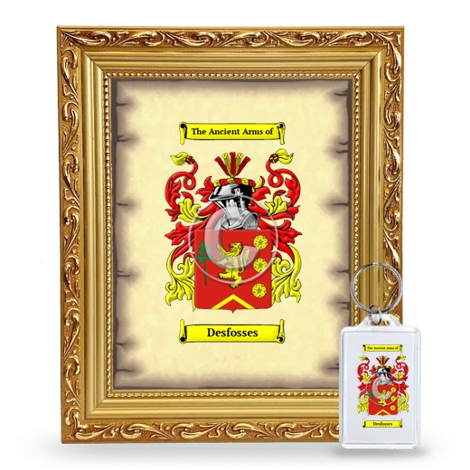 Desfosses Framed Coat of Arms and Keychain - Gold