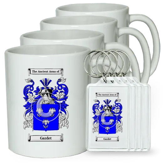 Gardet Set of 4 Coffee Mugs and Keychains