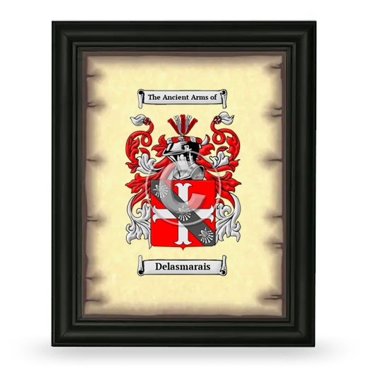 Delasmarais Coat of Arms Framed - Black