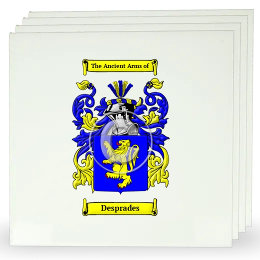Desprades Set of Four Large Tiles with Coat of Arms