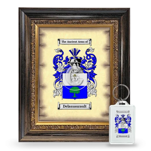 Delassaurault Framed Coat of Arms and Keychain - Heirloom