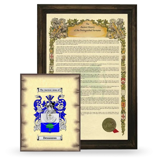 Dessaurau Framed History and Coat of Arms Print - Brown