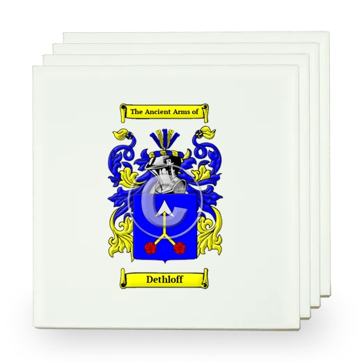 Dethloff Set of Four Small Tiles with Coat of Arms