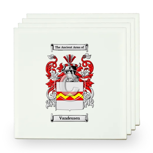 Vandeusen Set of Four Small Tiles with Coat of Arms